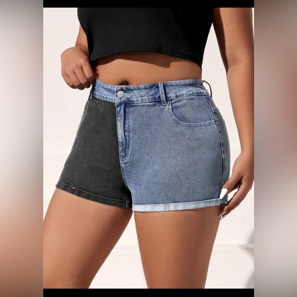 Color block jean shorts! - Picture 1 of 7